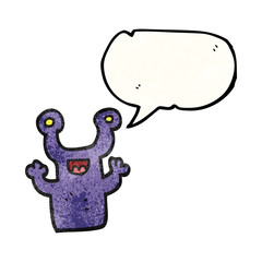 speech bubble textured cartoon little alien