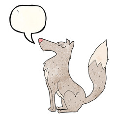 speech bubble textured cartoon wolf