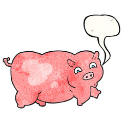 speech bubble textured cartoon pig