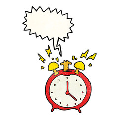 speech bubble textured cartoon ringing alarm clock