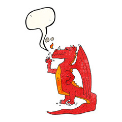 speech bubble textured cartoon happy dragon