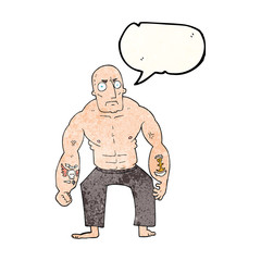 Fototapeta premium speech bubble textured cartoon tough man
