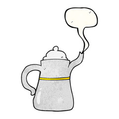 speech bubble textured cartoon coffee pot