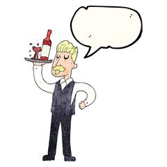 speech bubble textured cartoon waiter
