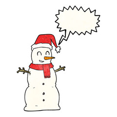 speech bubble textured cartoon snowman