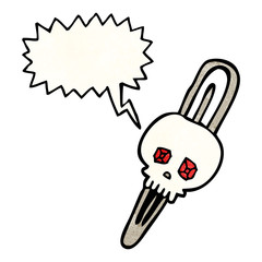 speech bubble textured cartoon skull hairclip