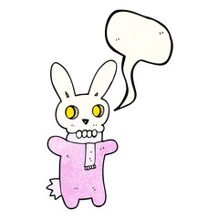 speech bubble textured cartoon spooky skull rabbit
