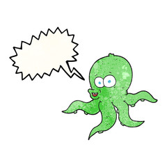 speech bubble textured cartoon octopus