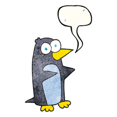 speech bubble textured cartoon penguin