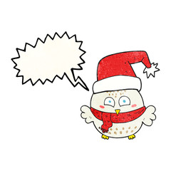 speech bubble textured cartoon cute christmas owl