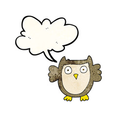 speech bubble textured cartoon owl