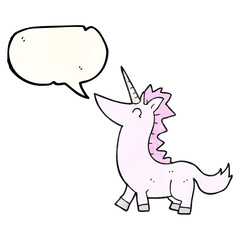 speech bubble textured cartoon unicorn