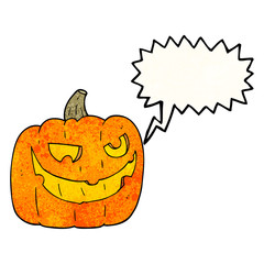 speech bubble textured cartoon halloween pumpkin