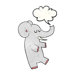 speech bubble textured cartoon dancing elephant