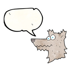 speech bubble textured cartoon wolf head