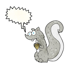 speech bubble textured cartoon squirrel with nut
