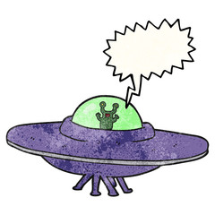 speech bubble textured cartoon alien spaceship
