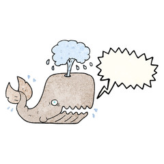speech bubble textured cartoon whale spouting water
