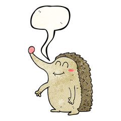 speech bubble textured cartoon hedgehog