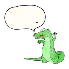 speech bubble textured cartoon crocodile