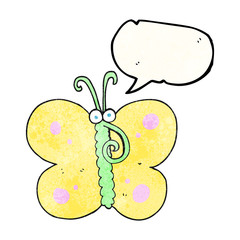 speech bubble textured cartoon butterfly
