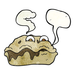 speech bubble textured cartoon hot pie
