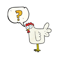 speech bubble textured cartoon confused chicken