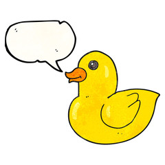 speech bubble textured cartoon rubber duck
