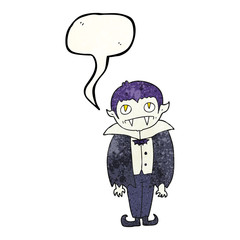 speech bubble textured cartoon vampire boy
