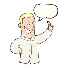 speech bubble textured cartoon man giving approval