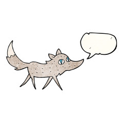 speech bubble textured cartoon little wolf