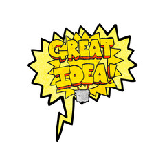 speech bubble textured cartoon GREAT IDEA! symbol