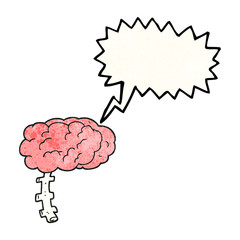 speech bubble textured cartoon brain