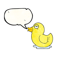 speech bubble textured cartoon rubber duck