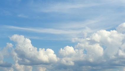 White clouds in the blue sky