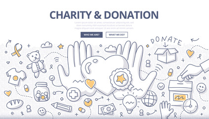 Fototapeta na wymiar Charity & Donation Doodle Concept
