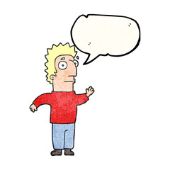 speech bubble textured cartoon man waving