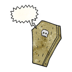 speech bubble textured cartoon halloween coffin