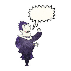 speech bubble textured cartoon vampire