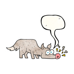 speech bubble textured cartoon dog sniffing