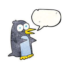 speech bubble textured cartoon penguin