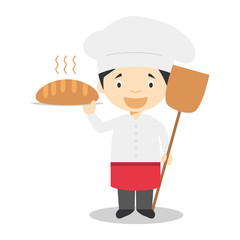 Cute cartoon vector illustration of a baker