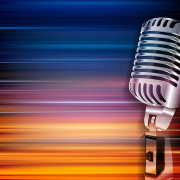 abstract grunge background with retro microphone