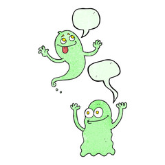 speech bubble textured cartoon ghosts