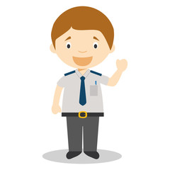 Cute cartoon vector illustration of a bus driver