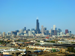 Chicago skyline from afar - landscape color photo