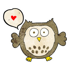 speech bubble textured cartoon owl