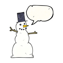 speech bubble textured cartoon snowman