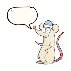 speech bubble textured cartoon happy mouse