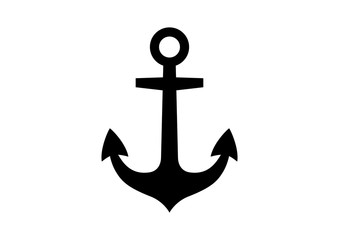 Black anchor icon on white background